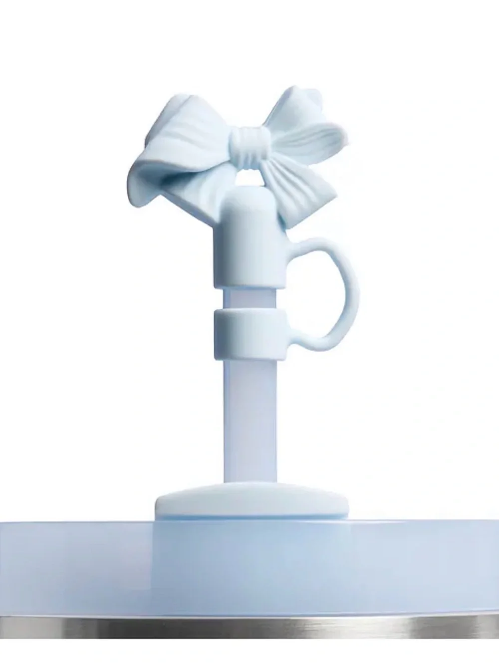 Stanley Pale Blue Floral Quencher Tumbler with Bow Straw